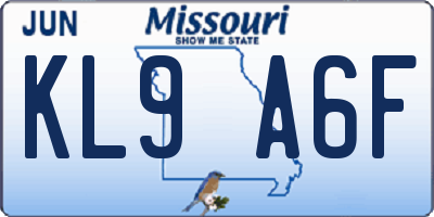 MO license plate KL9A6F