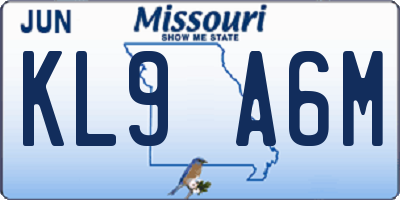 MO license plate KL9A6M