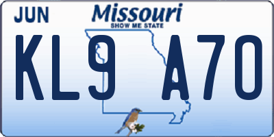 MO license plate KL9A7O