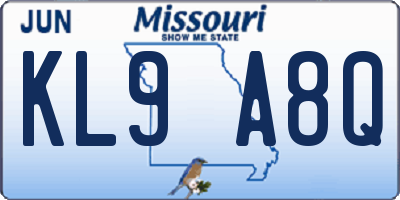 MO license plate KL9A8Q