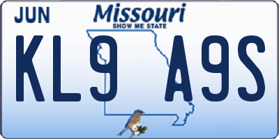 MO license plate KL9A9S