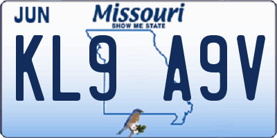 MO license plate KL9A9V