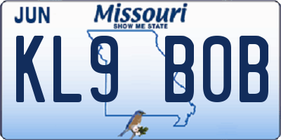 MO license plate KL9B0B
