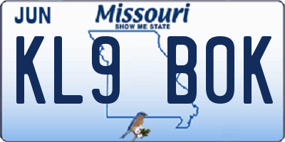 MO license plate KL9B0K