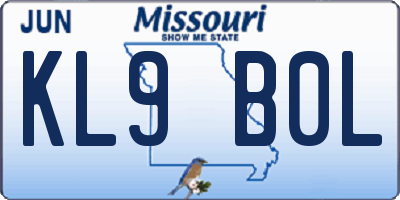 MO license plate KL9B0L