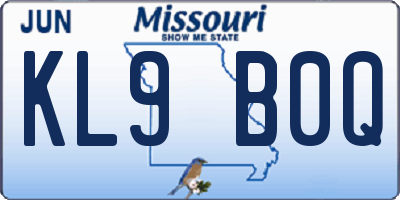 MO license plate KL9B0Q