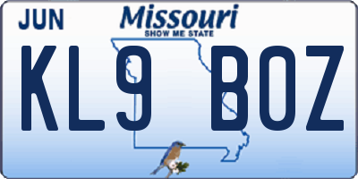 MO license plate KL9B0Z
