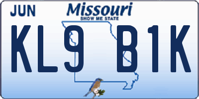 MO license plate KL9B1K
