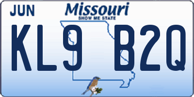 MO license plate KL9B2Q