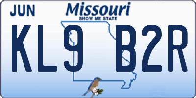 MO license plate KL9B2R