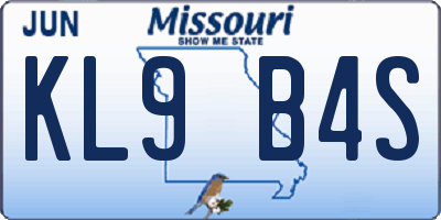 MO license plate KL9B4S