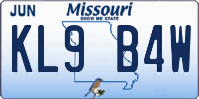 MO license plate KL9B4W