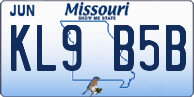 MO license plate KL9B5B