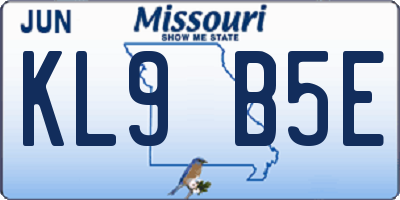 MO license plate KL9B5E