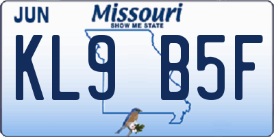 MO license plate KL9B5F