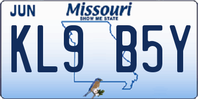 MO license plate KL9B5Y