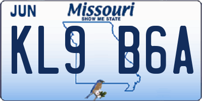 MO license plate KL9B6A