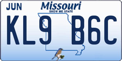 MO license plate KL9B6C