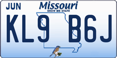 MO license plate KL9B6J