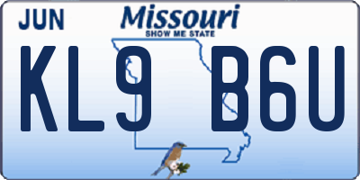 MO license plate KL9B6U