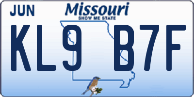 MO license plate KL9B7F