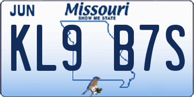MO license plate KL9B7S