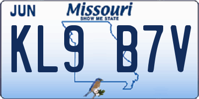 MO license plate KL9B7V