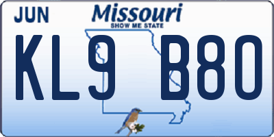 MO license plate KL9B8O