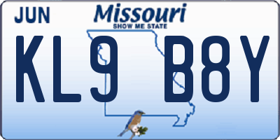 MO license plate KL9B8Y