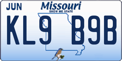 MO license plate KL9B9B