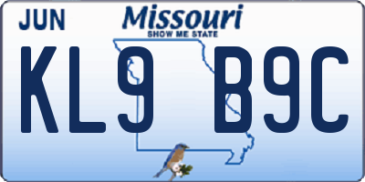MO license plate KL9B9C