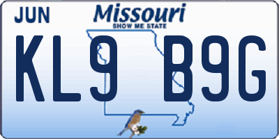 MO license plate KL9B9G