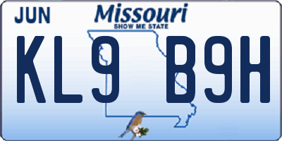 MO license plate KL9B9H