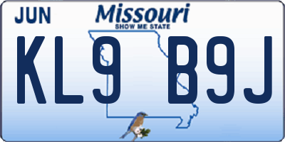 MO license plate KL9B9J