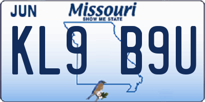 MO license plate KL9B9U