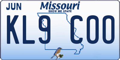 MO license plate KL9C0O