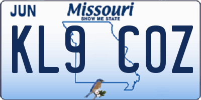 MO license plate KL9C0Z