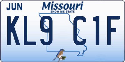 MO license plate KL9C1F