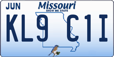 MO license plate KL9C1I