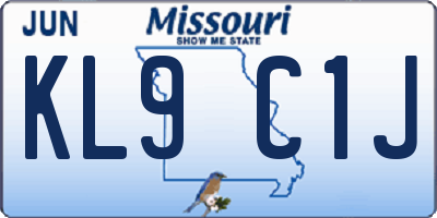 MO license plate KL9C1J