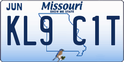 MO license plate KL9C1T