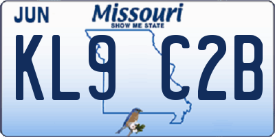 MO license plate KL9C2B