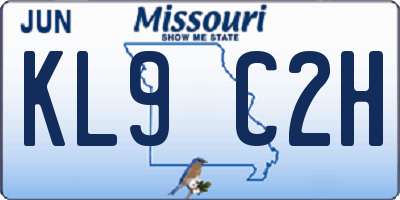 MO license plate KL9C2H