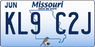 MO license plate KL9C2J