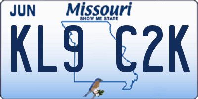 MO license plate KL9C2K