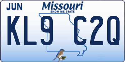 MO license plate KL9C2Q