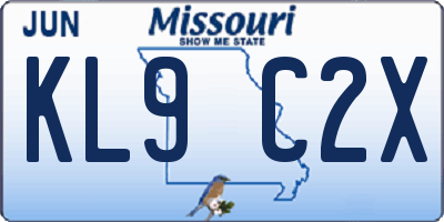 MO license plate KL9C2X