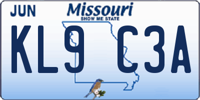 MO license plate KL9C3A