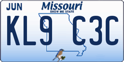 MO license plate KL9C3C