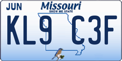 MO license plate KL9C3F